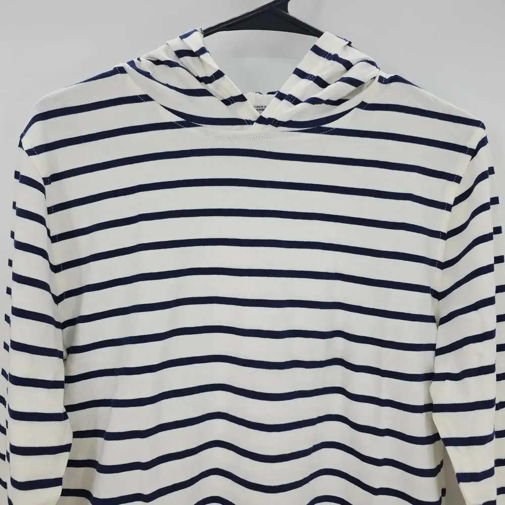 J. Crew Crewcuts Boys size XL Long Sleeve Stripe Jersey Hoodie Blue/Wh BK390 NEW